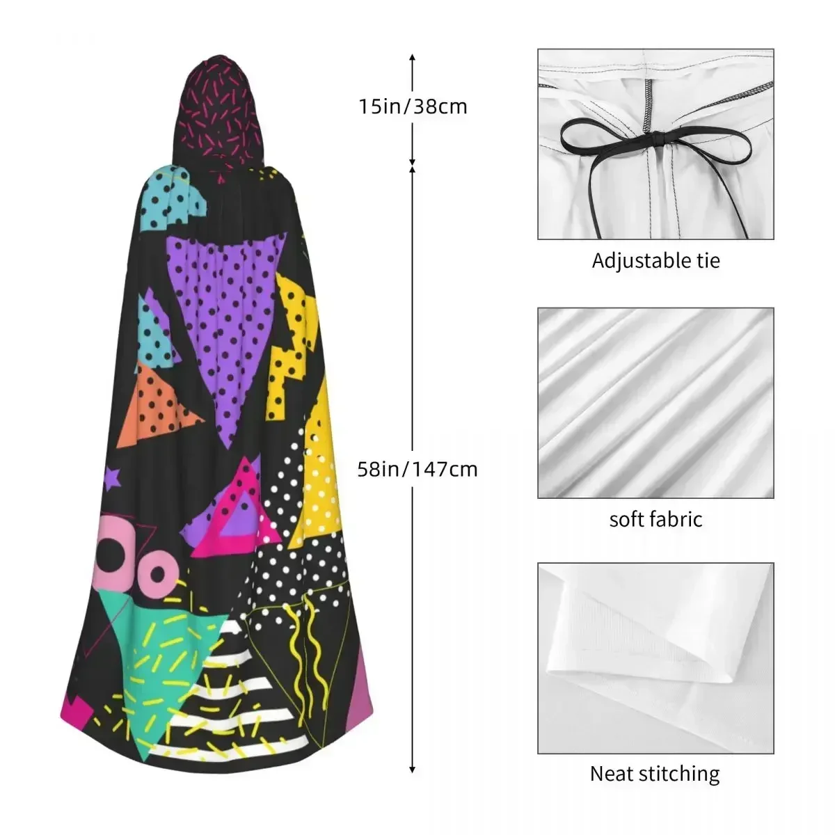 Унисекс ведьма стиль ретро двусторонняя накидка с капюшоном для взрослых