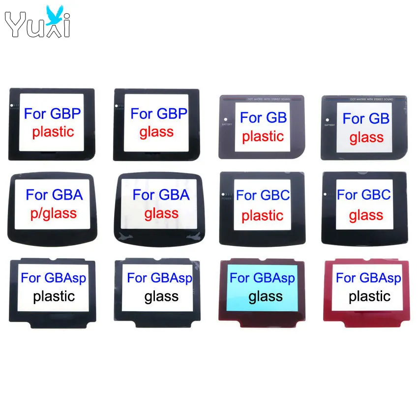 

YuXi Plastic Glass Screen Lens For GB GBC GBA SP GBP Glass Screen Lens Protector Cover for Gameboy Color Advance w/ Adhensive