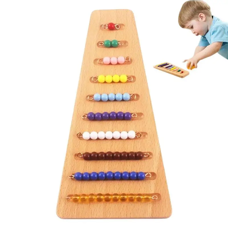 

Деревянная подставка для бусин с номерами 1-20, вешалка и цветные бусины, игрушка для обучения математике, простая в использовании, материалы ...