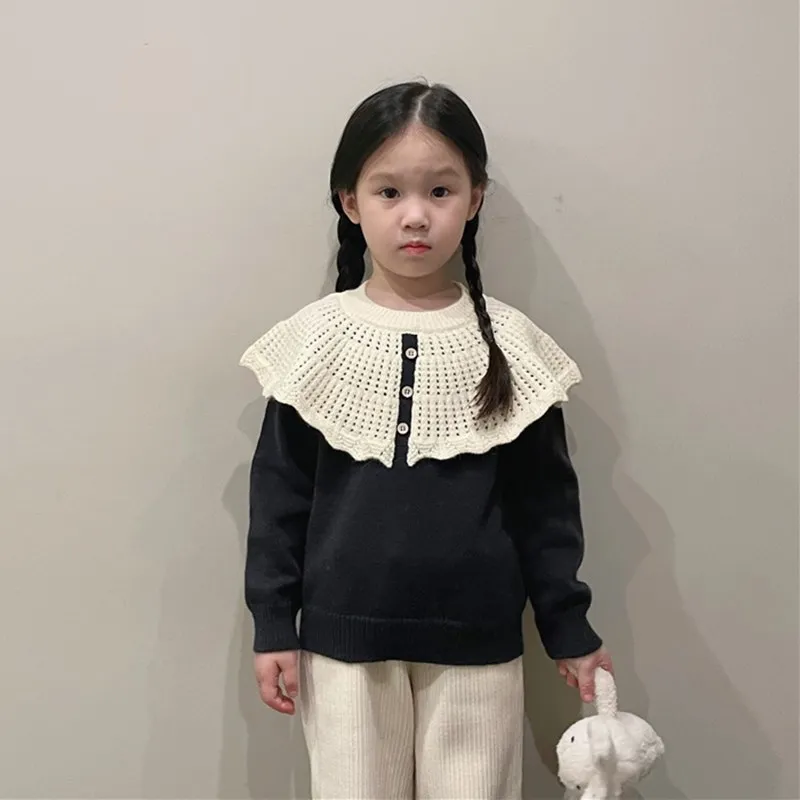 

Свитера для маленьких девочек, белый вязаный свитер с высоким воротом, детский вязаный пуловер