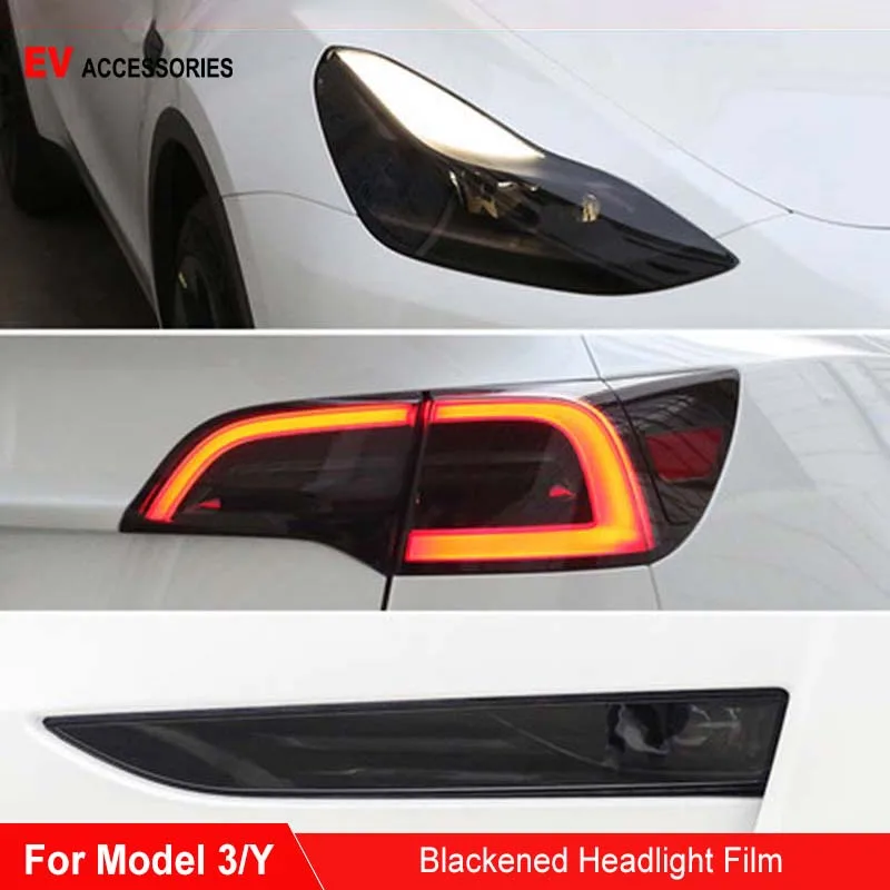 

For Tesla Model 3 Y TPU Smoked Black Headlight Taillight Foglight Protective Film Car Modification Color Changing Film