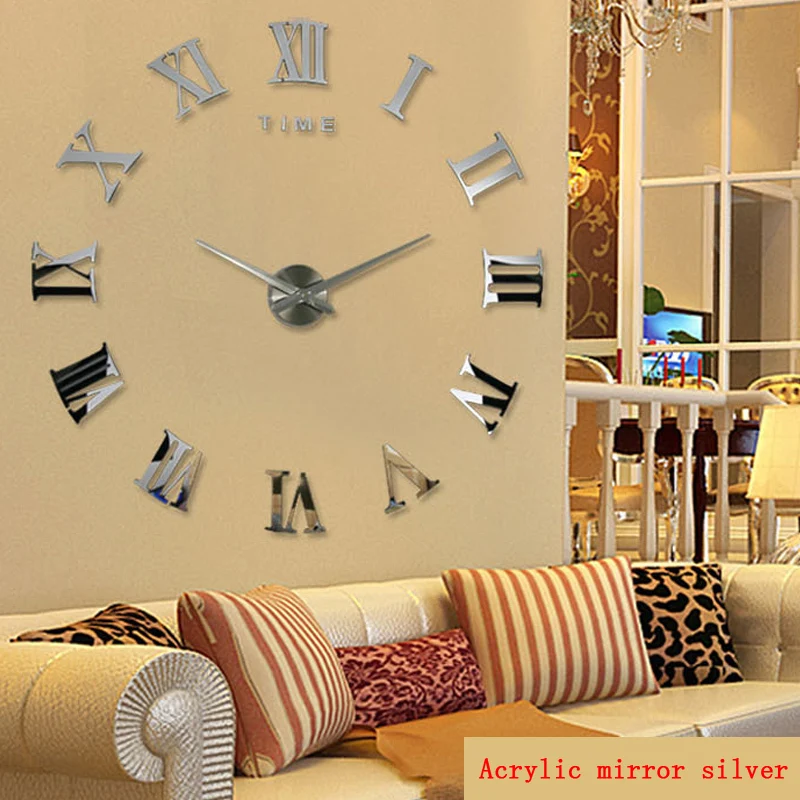 

Hot Real Arrival Digital Mirror Big Wall Clock Modern Living Room Quartz Metal Watch Free Shipping Home Decoration