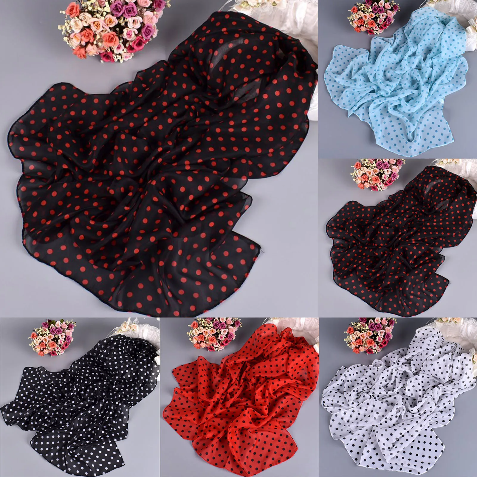 Зимний шарф в горошек