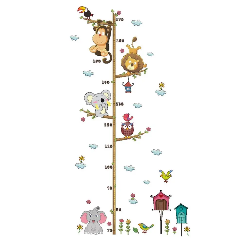 

for Kids Room Nursery Forest Animal Trees Door Decor Growth Chart Height Wall Sticker Decorative Mural Elephant Decals