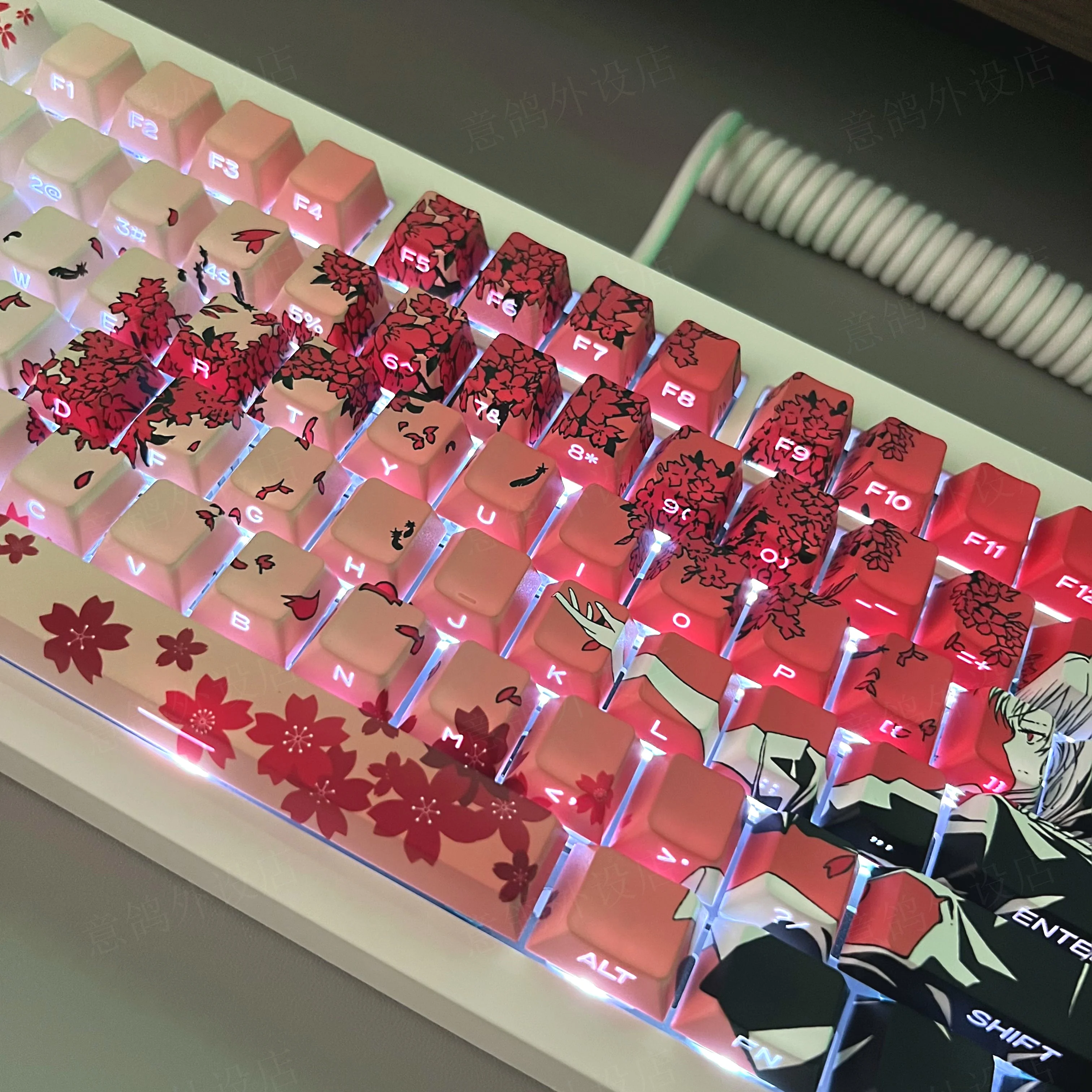 Полупрозрачный колпачок для клавиш SakuraRaven с боковой гравировкой из ПБТ