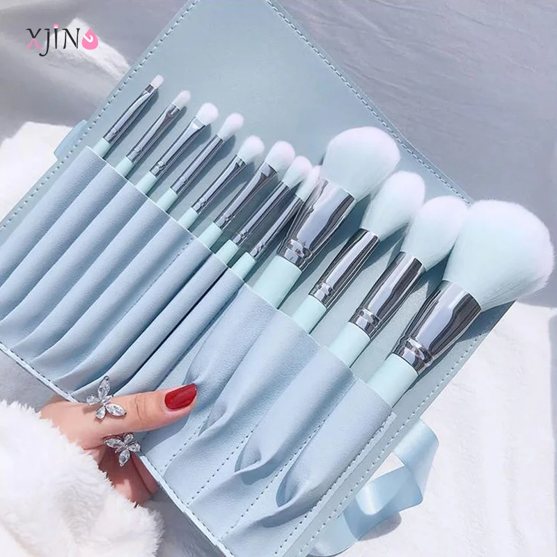 

XJING 12PCS Soft Fluffy Makeup Brushes Set Eye Shadow Foundation Women Cosmetic Powder Blush Brush Beauty Make Up Tool With Bag