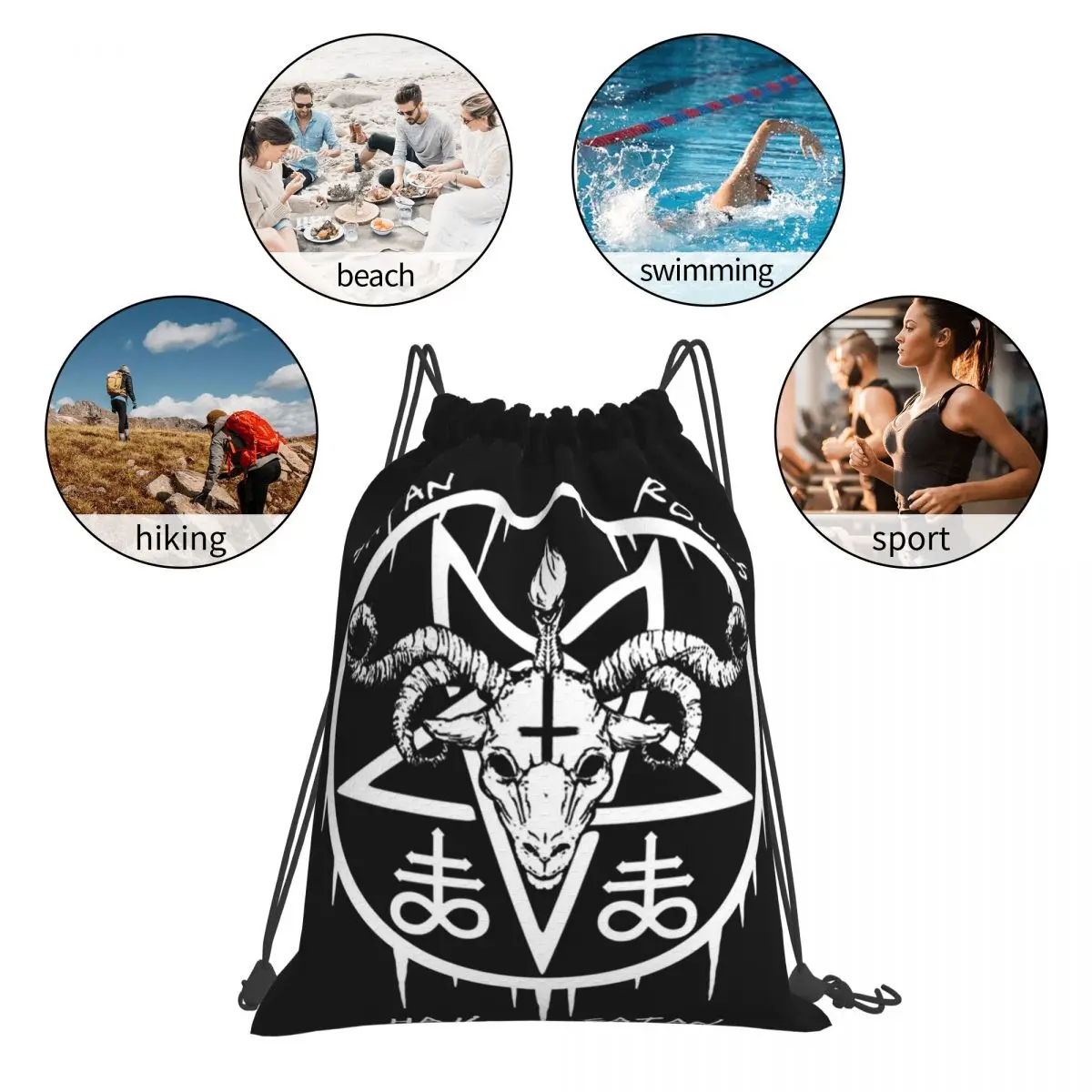 С надписью HAIL SATAN-сатана камни-забавные сатановые оккультные рюкзаки сумки на