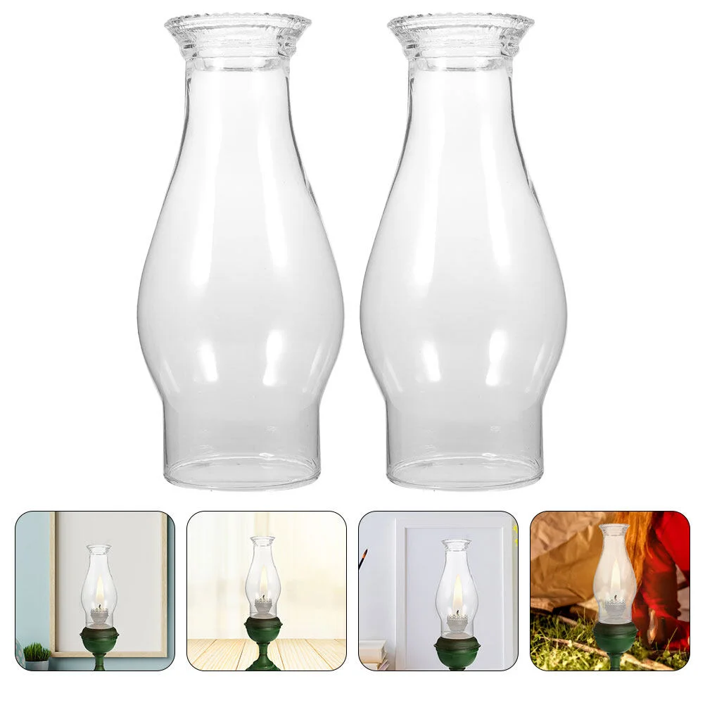 

2 шт. керосиновая винтажная лампа затеняющая масляная стеклянная крышка дымохода прозрачный аксессуар аксессуары