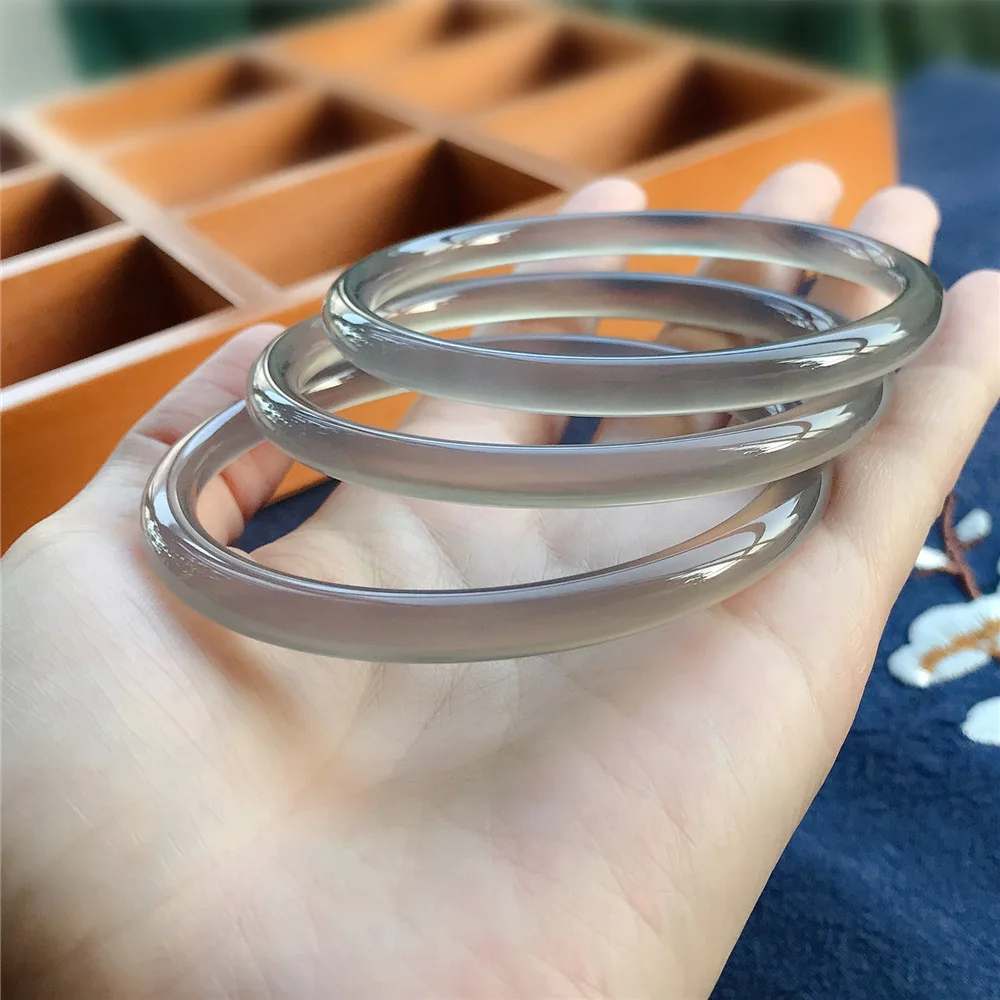 

Античный 6 мм браслет из халцедона из ледяного ясеня, изящный Круглый браслет, ювелирное изделие из натурального агата, роскошные женские сексуальные праздничные подарки