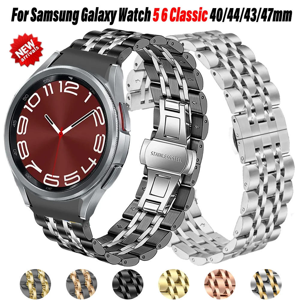 

Stainless Steel Strap For Samsung Galaxy Watch 6 4 Classic 44mm 40mm 46 42mm 43 47mm Curved End Strap For Watch 5 Pro 45mm