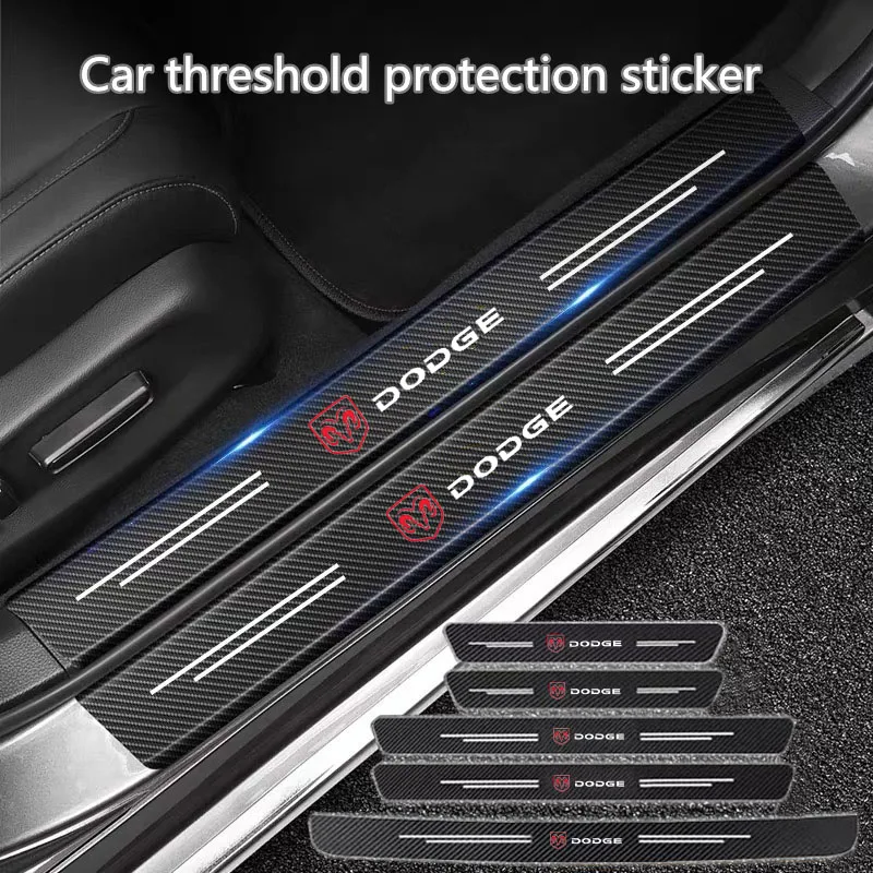 

3D Carbon Fiber Car Sticker Auto Door Sill Side DIY Paste Protector Strip for Dodge SXT Challenger RAM 1500 Charger Avengr