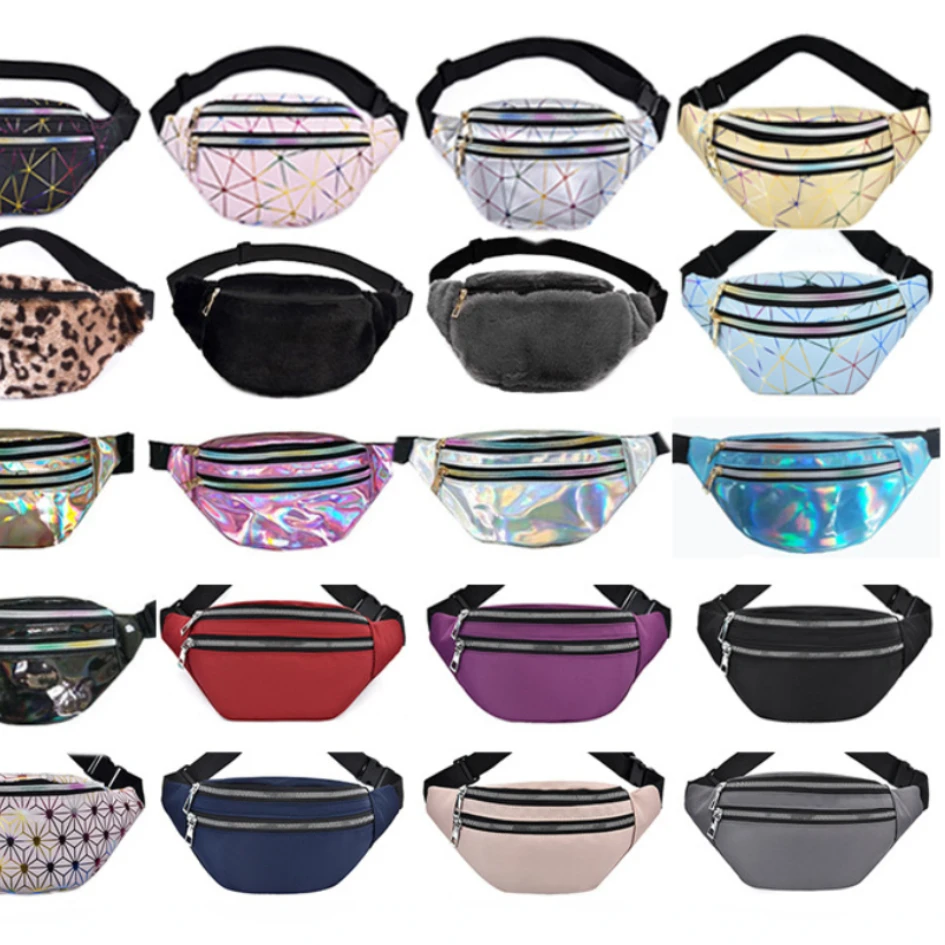 

Waist Pack Bags for Women Nylon Fanny Packs Casual Women's Laser Chest Bags Man Belt Pouch Travel Hip Bag Sport Purses Pocket