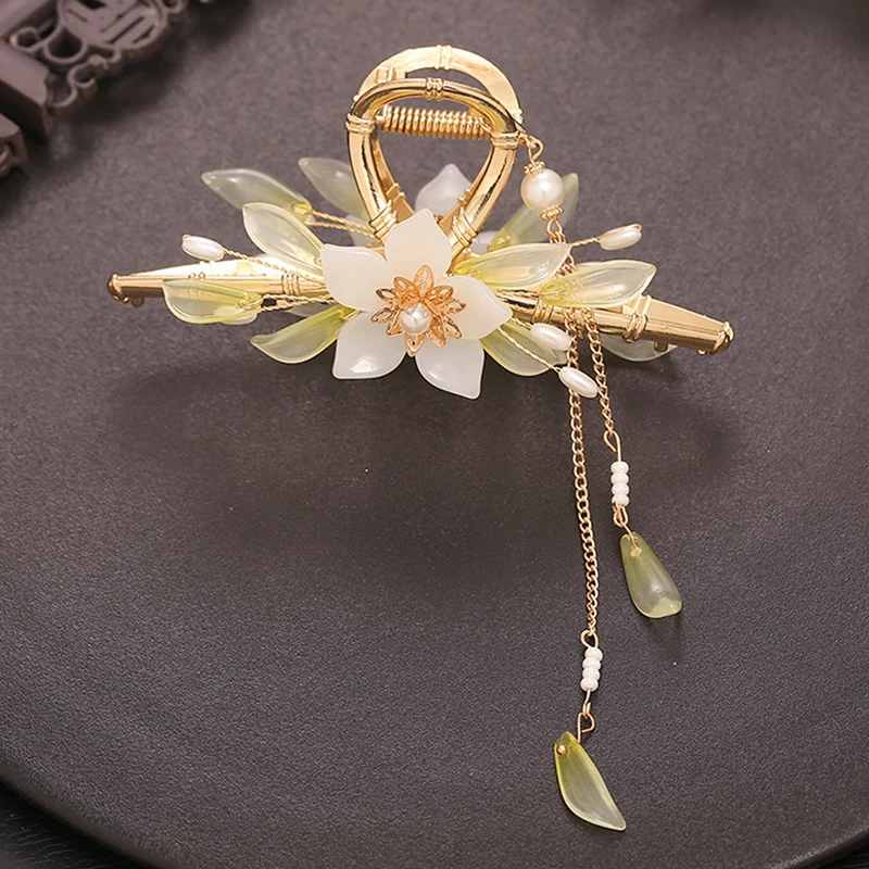 

New Retro Flower Butterfly Tassel Crab Hair Clip Rhinestone Pearl Claw Clip