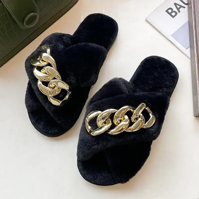 

Тапки женские зимние из флока, на плоской резиновой подошве