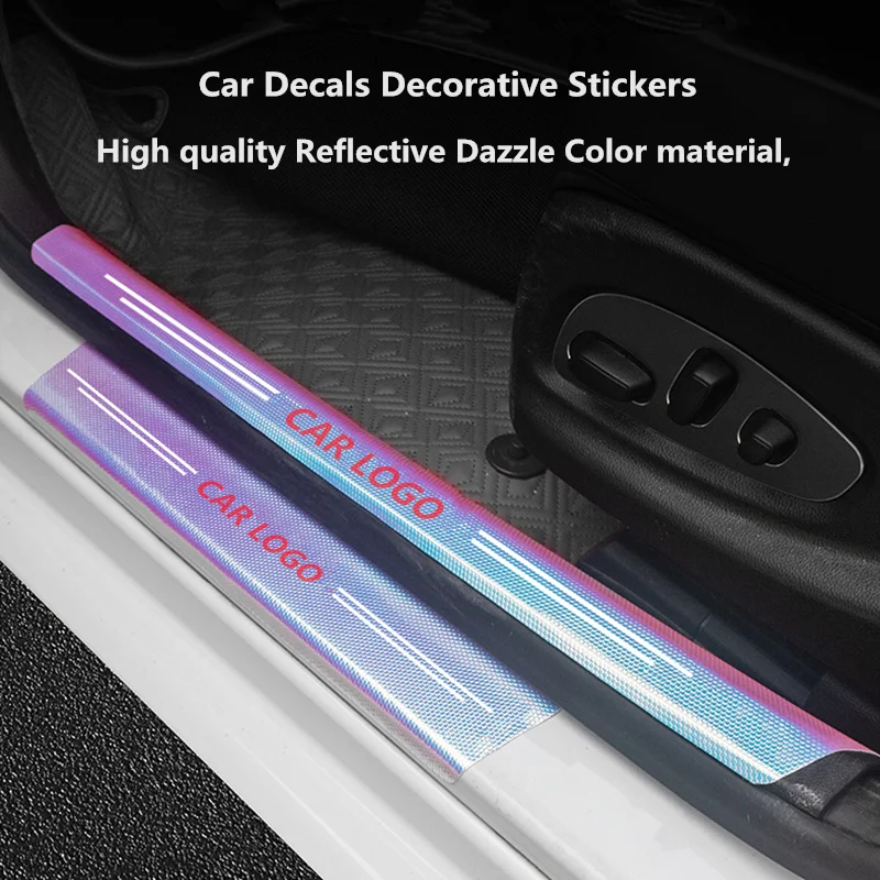 

4Pcs Car Door Sill Stickers Reflective Dazzle Color For Mercedes-Benz AMG W168 W169 W176 W177 W190 W205 W210 W222 C180 C200 etc