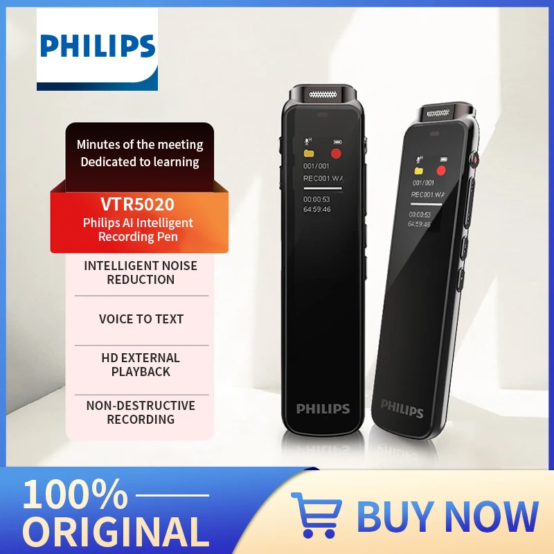 Оригинальный диктофон PHILIPS с поддержкой OTG, Диктофон MP3 WAV, звукозаписывающее устройство 16 ГБ 32 ГБ VTR5020
