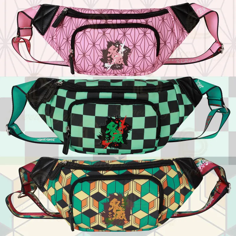 

Demon Slayer Waist Bags for Women Men Oxford Leisure Waist Bag Kamado Nezuko Shoulder Crossbody Handbags Messenger Belt Bags