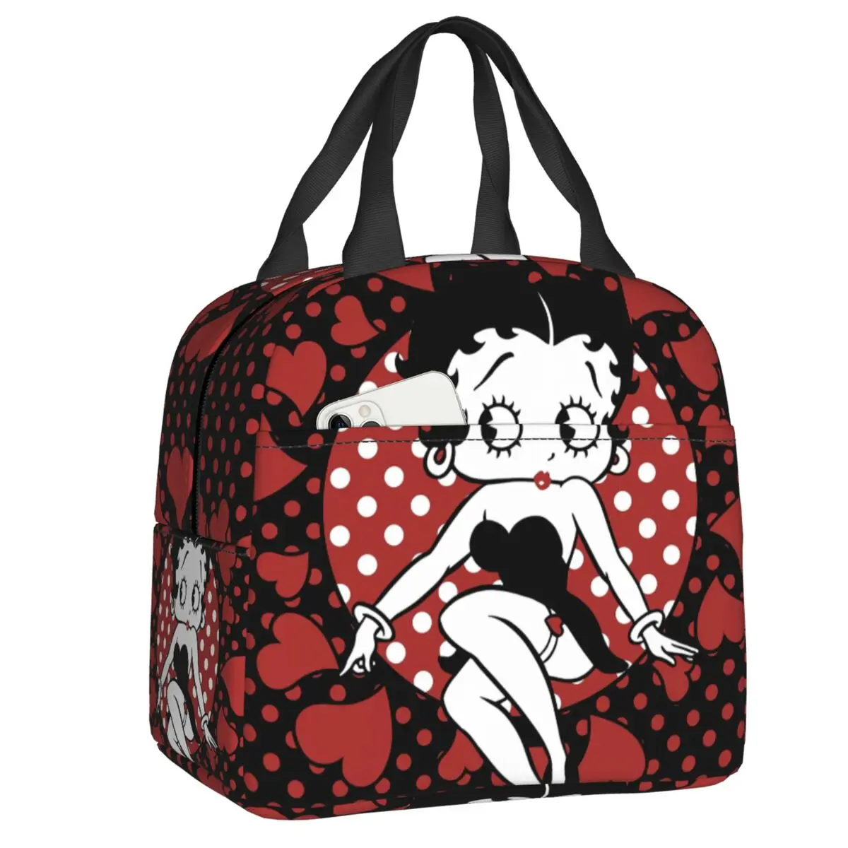 

Изолированные сумки для обеда Betty Boops для женщин, мультяшный портативный термоохладитель с рисунком аниме, школьная коробка для бенто