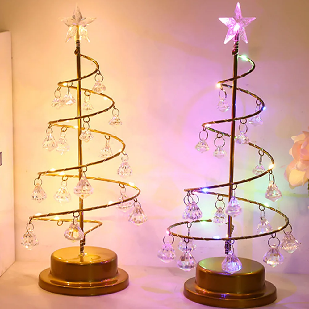 

USB Christmas Tree Spiral Crystal Light LED Desk Table Lamp Bed Headlights Decoration New Year lights Holiday Birthday Gift