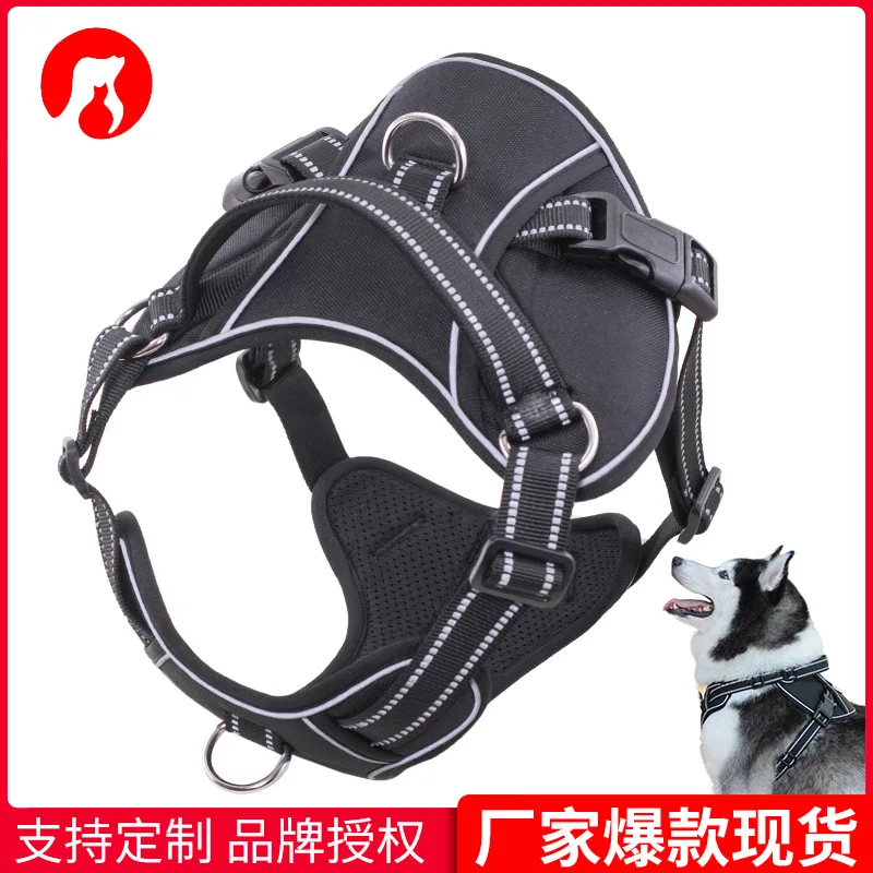 

Dog Harness, Adjustable Soft Padded Dog Vest, Reflective No-Choke Pet Oxford Vest with Easy Control Handle for Large Dogs,Black