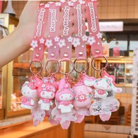 sanrio kawaii keychain cartoon kuromi mymelody cinnamoroll cherry blossoms cute kt cat anime accessories girl toys gift
