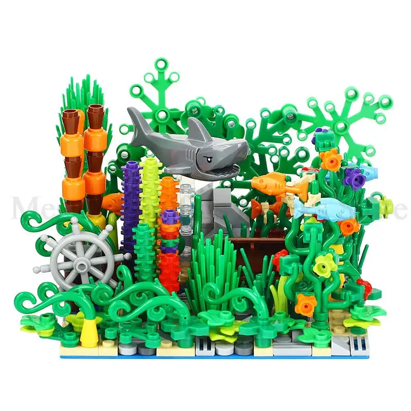 Конструктор MOC Ocean детский креативная сборка морские водоросли акулы рыбки