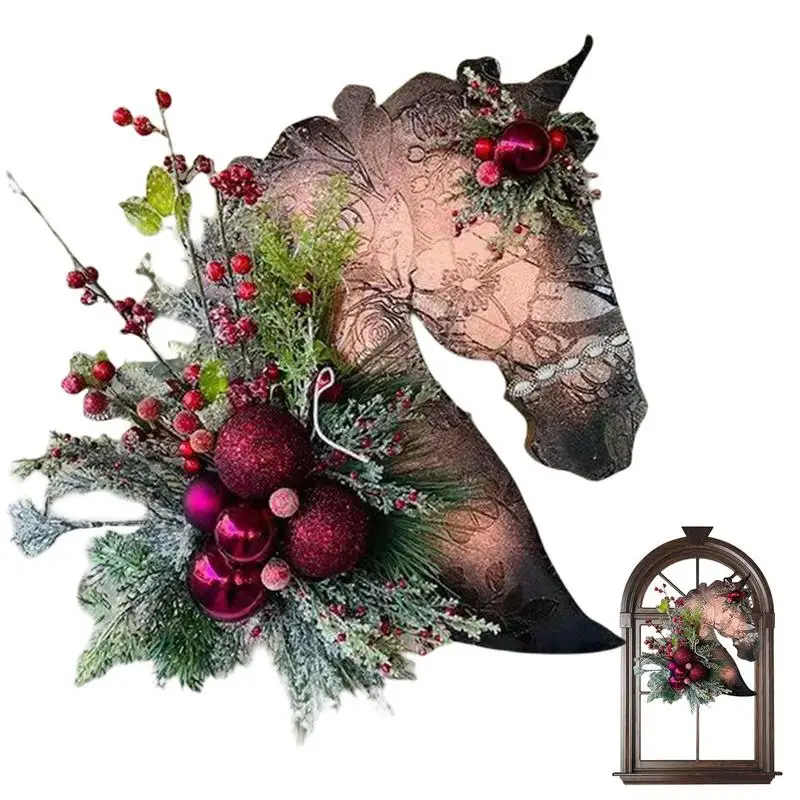 

Horse Wreaths For Front Door Pretty Christmas Horse Head Wreath Indoor Ornament Christmas Wreath Decorations For Indoor &