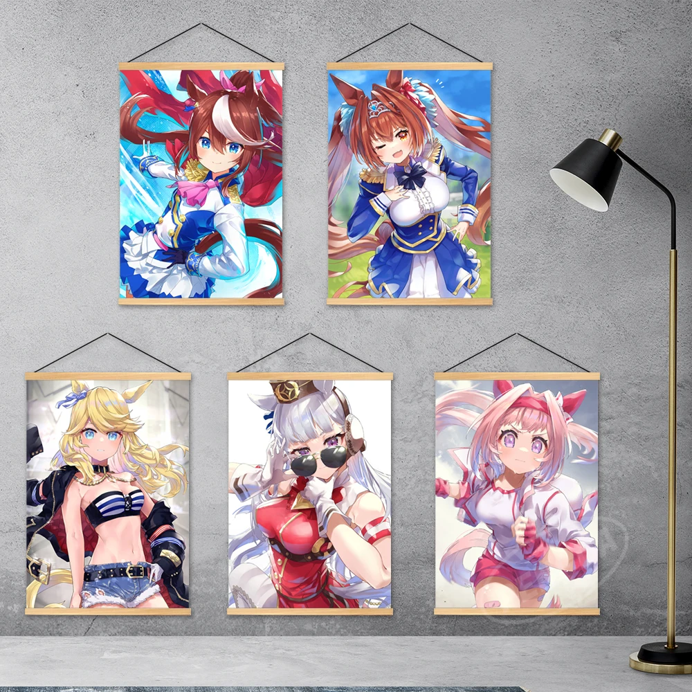 

Poster Pretty Derby Canvas Game Print Haru Urara Painting Wall Art Gold Ship Picture Home Decor Mihono Bourbon Hanging Wooden