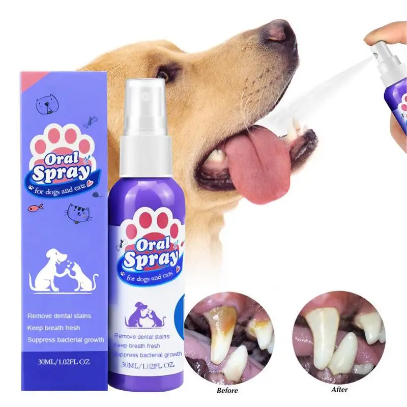 

New Pet Spray Dog Oral Care 60ml Bad Breath Teeth Cleaning Breath Freshener Plaque Remover Cats Deodorant Pet Care Supplies