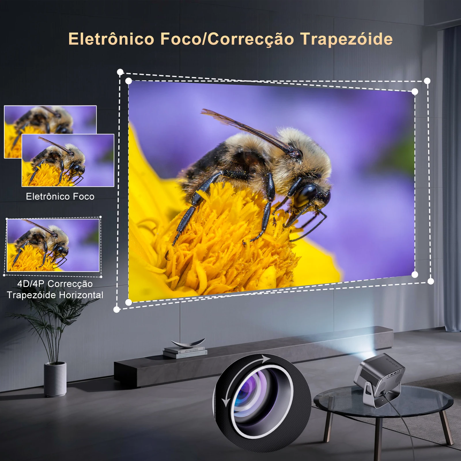 Salange P28B Поддержка электронной фокусировки 4K Проектор AVI Android11 WiFi6 BT5.0 Smart TV 720P