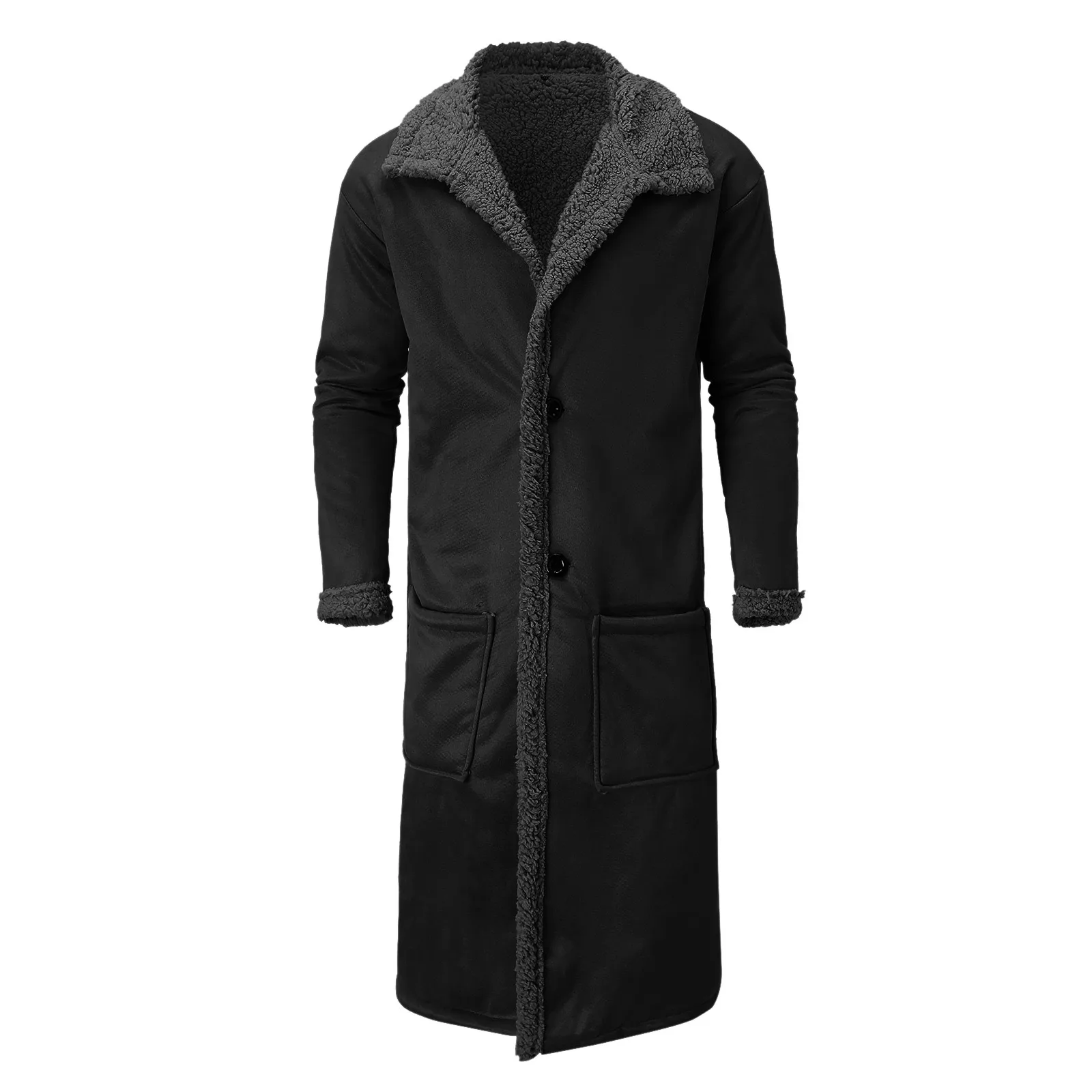 

Men's Casual Coat Cardigan Solid Color Buttons Wool Jacket Long Sleeve Turn-down Collar Coat Warm WInter Soft Coats