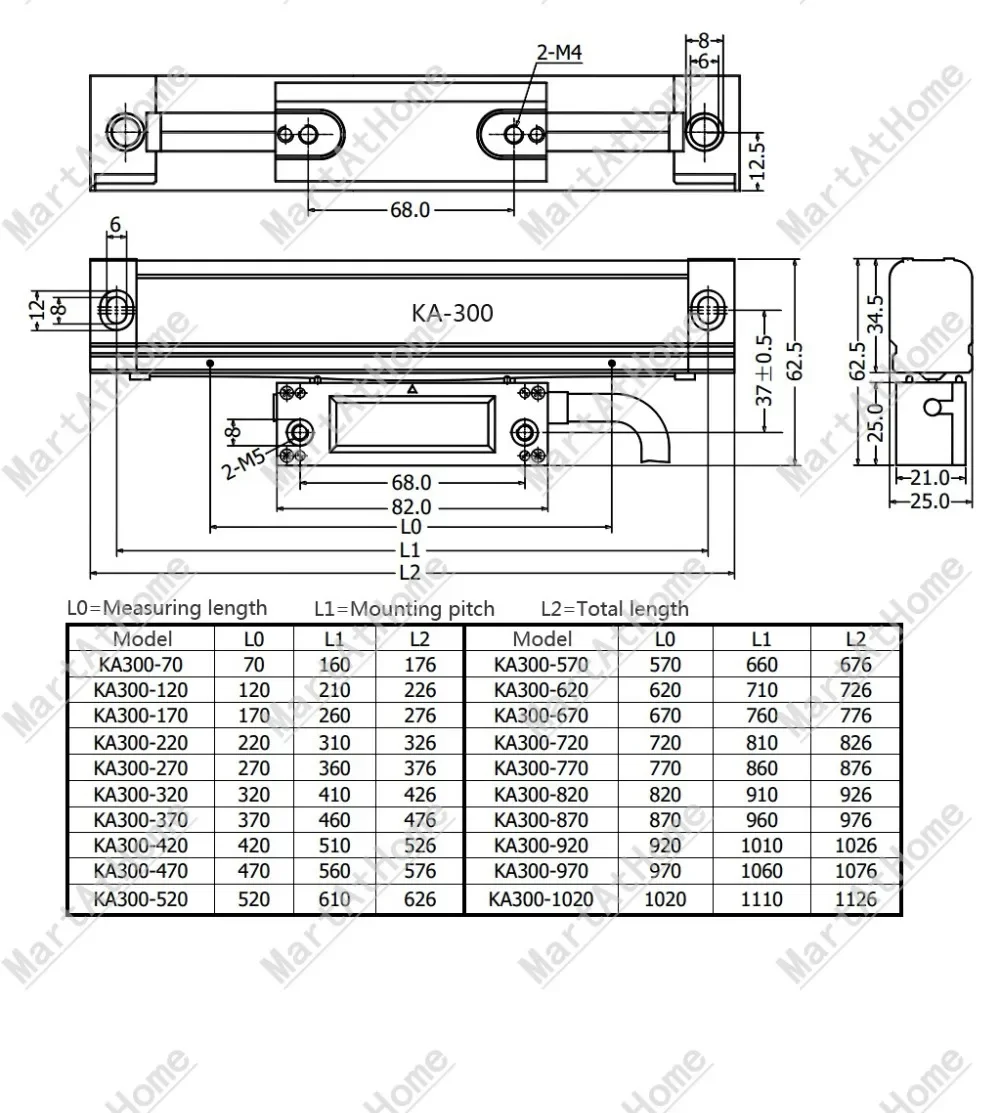 SINO KA-300 5 в УЦИ решетчатая линейка линейный датчик перемещения 420 мм мкм с защитной