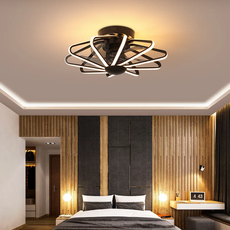 

Modern Ceiling Fans with Dimmable LED Lights and Remote Bladeless Ceiling Fan Lamp Reversible Timing for Bedroom