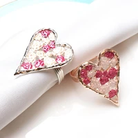 6pcs love heart shape napkin ring water proof metal delicate design serviette buckles for party