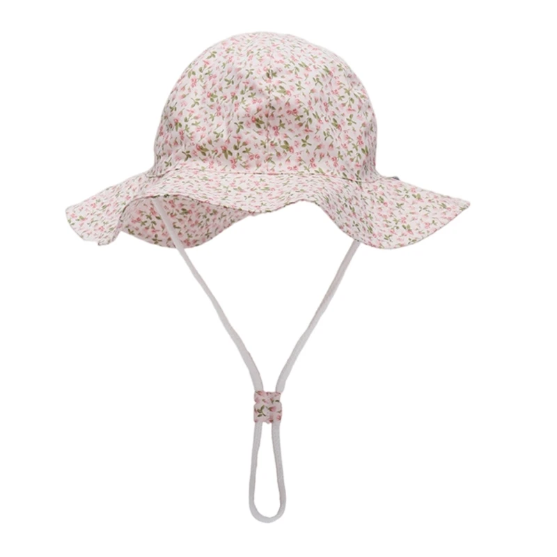 

2023 симпатичная Весенняя детская шапка с цветочным принтом, мультяшная детская Панама, хлопковая шляпа для рыбалки H37A