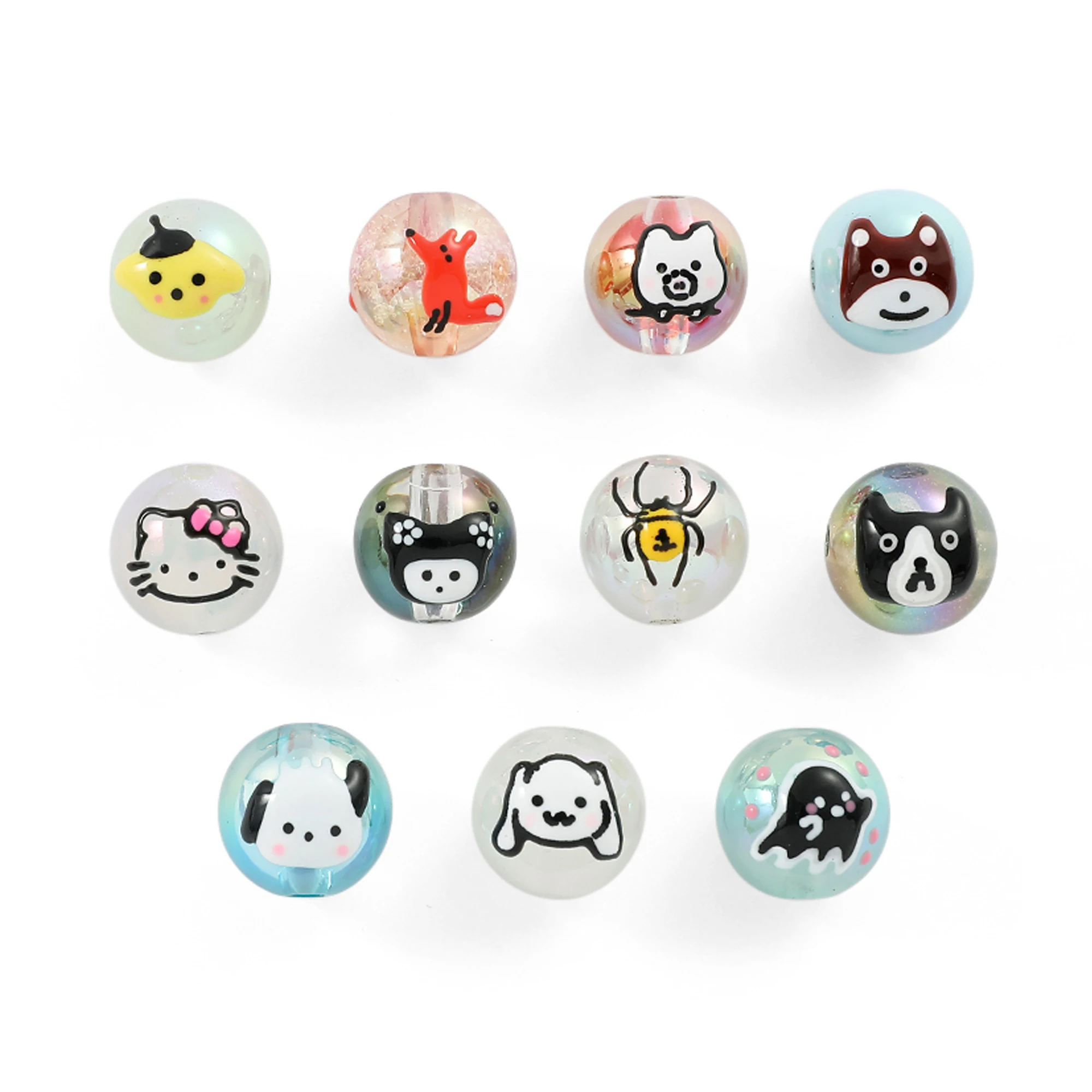 

11Styles Sanrio Resin Bead Hello Kitty Kuromi Beads with Holes for DIY Necklace Bracelet Jewelry Accessories Gifts for Girls
