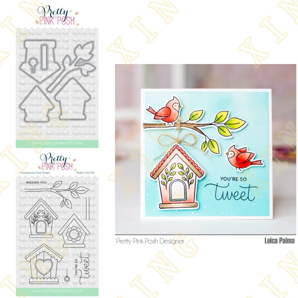 

Newest Spring Birdhouses Metal Cutting Dies and Clear Stamps for DIY Scrapbook Paper Craft Handmade Card Album Punch Art Cutter