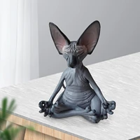 cat meditate statue animal model figure toys for miniature handmade decor desktop collectible figurines sphynx home decoration