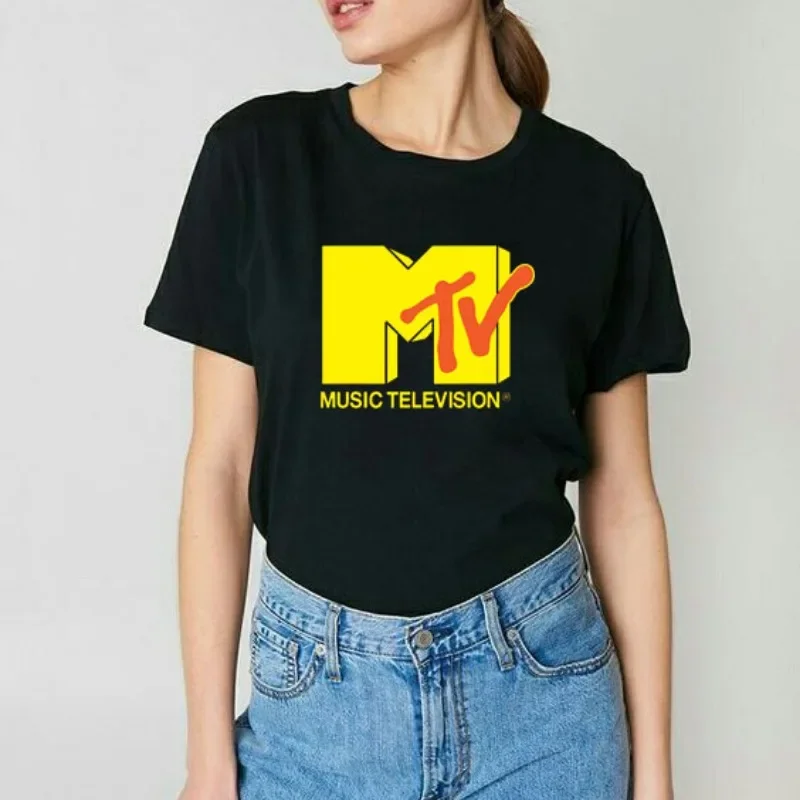 Футболка MTV с логотипом на весну Классическая хлопковая рубашка графическим