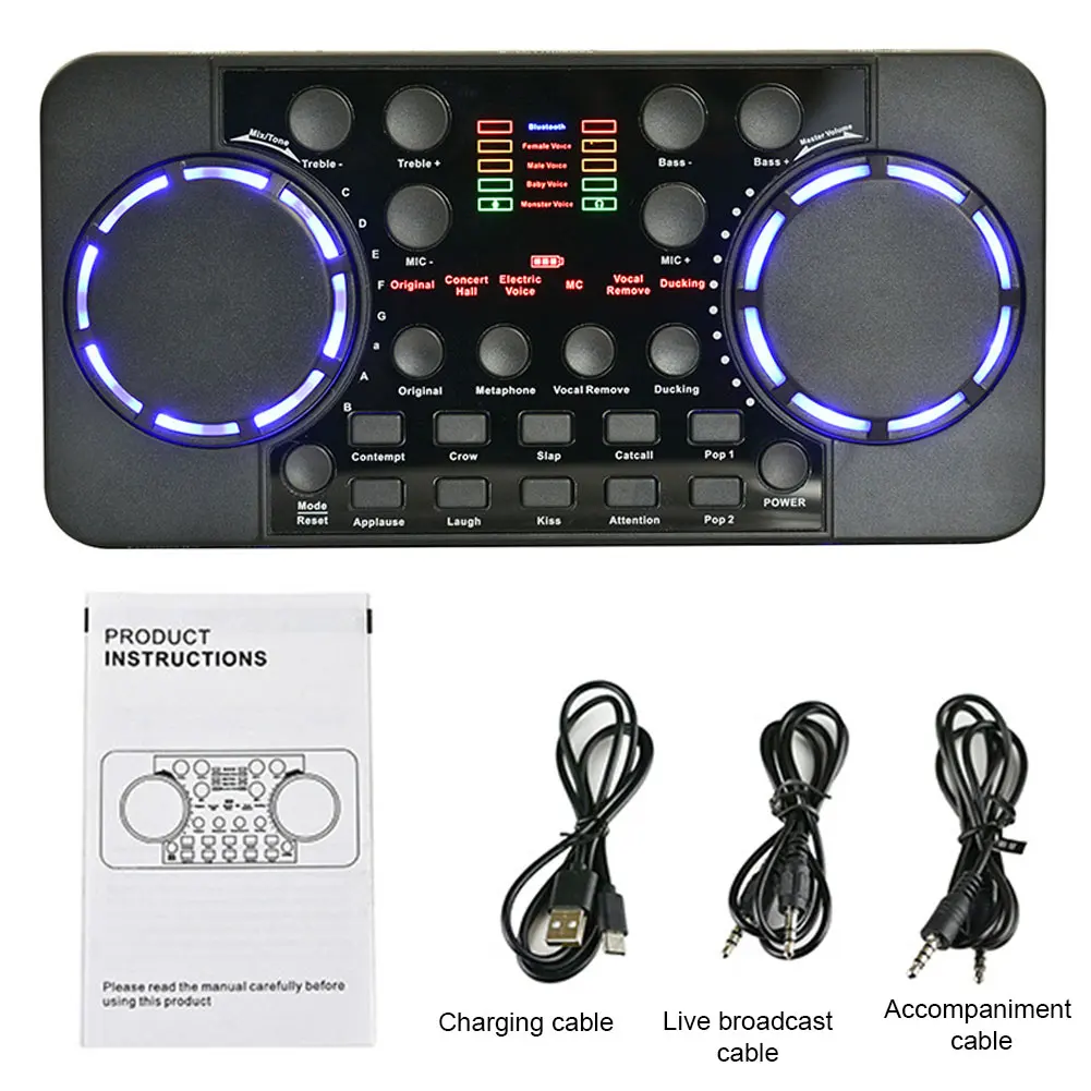

Mixer Live Broadcast Studio Singing Noise Reduction External Bluetooth-Compatible 4.0 Sound Card For Phone Computer Recording