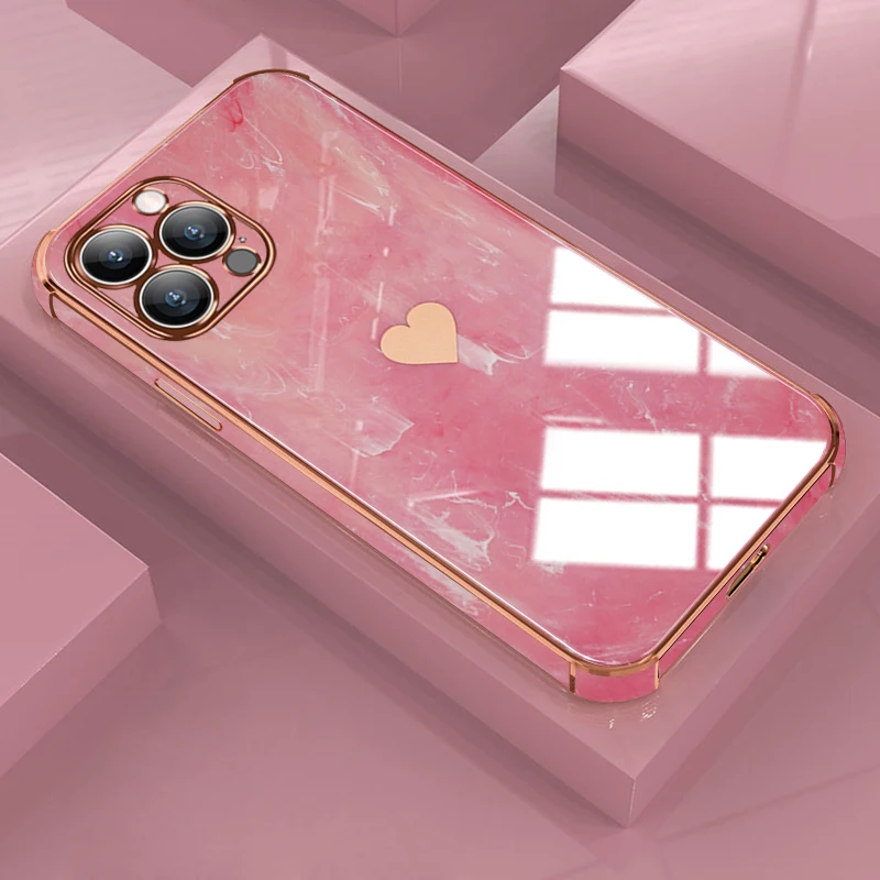 Luxury Shockproof Plating Soft Case For iPhone 13 12 11 Pro Max XS XR X R 8 7 Plus iPhone12 12Pro iPhone11 Marble Texture Covers