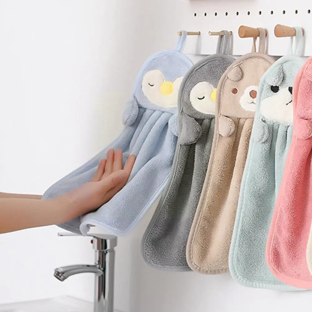 

1pc Coral Velvet Bathroom Supplies Soft Thicken Hand Towel Dishcloths Hanging Accessories Kitchen 36*25cm Cloth Absorbent C H3o6