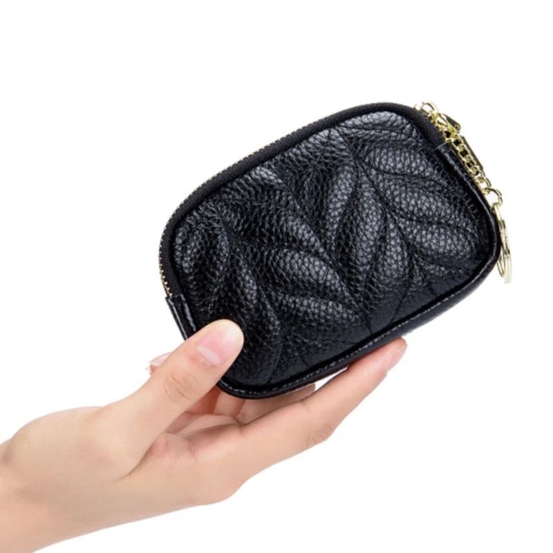 

Women Brand Coin Purses Mini Lipstick Cosmetic Earphone Bag Genuine Leather Change Bag Double Zipper Keychain Coin Purse New