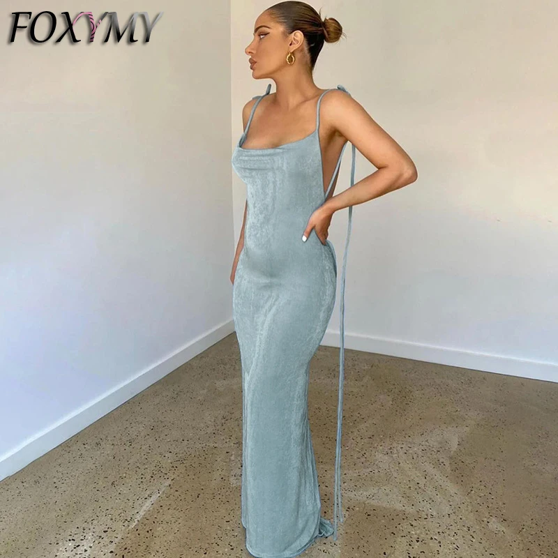

FOXYMY Lady без рукавов с открытой спиной тонкое сексуальное Макси-платье 2022 летвечерние женское вечернее элегантное облегающее вечернее длинн...