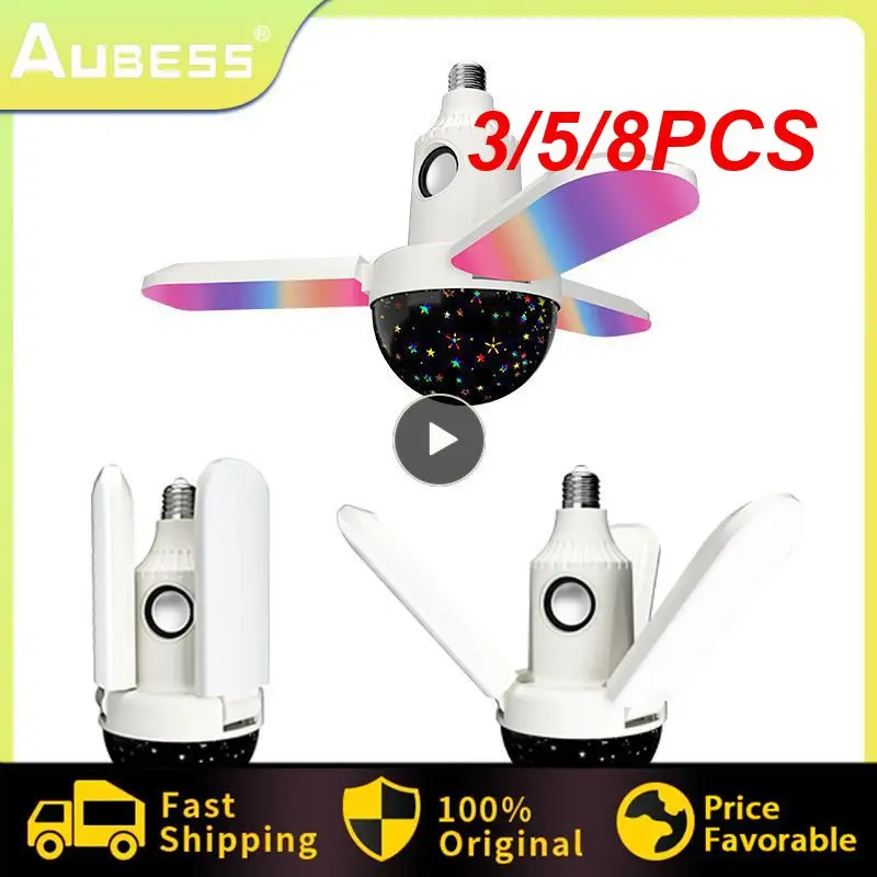 

3/5/8PCS Colorful 3leaves Rgb Starry Light E27 Light Brightness Adjustable Lamp Portable Smart Home Dimming