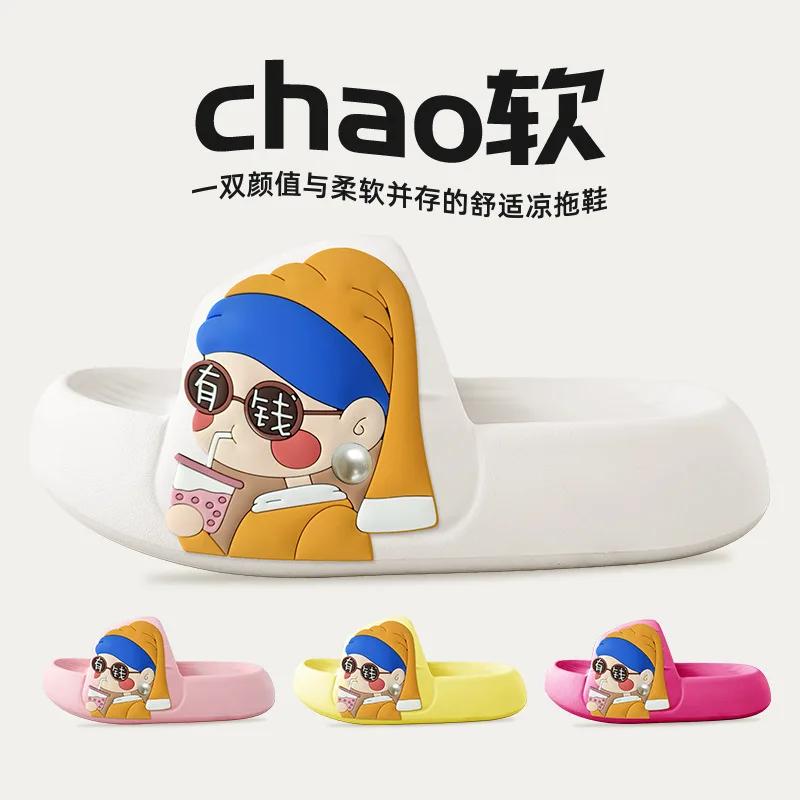 

2023 New Summer Slippers Sticker Thick Sole Soft Women Sandals Bathroom Beach Indoor Outdoor Men Slides Cool Chaussur Homme