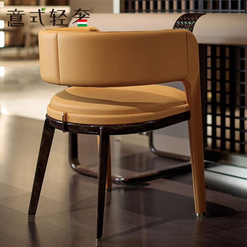 

Светильник лый роскошный белый мягкий чехол nappa из телячьей кожи, высококлассный обеденный стул для ресторана, мебель для дома на заказ