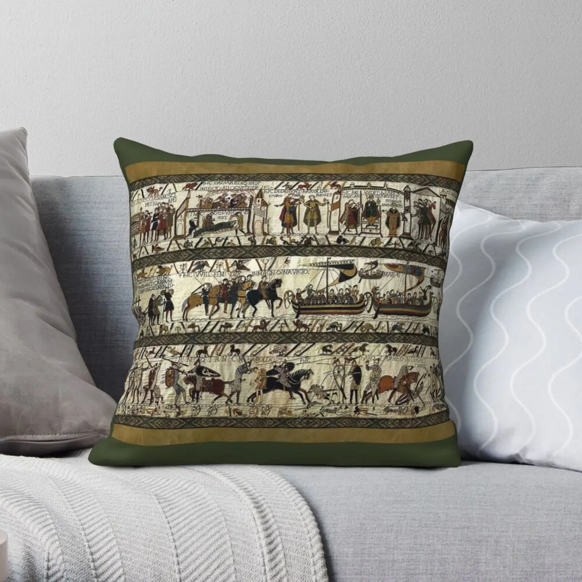 

Bayeux Tapestry Square Pillowcase Polyester Linen Velvet Pattern Zip Decor Pillow Case Home Cushion Cover 45x45