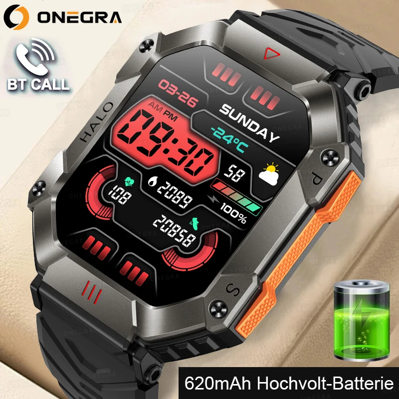 

2023 new outdoor smart watch men's 2-inch large-screen compass 650mAh Bluetooth call 100+ sports mode heart rate GPS smart watch