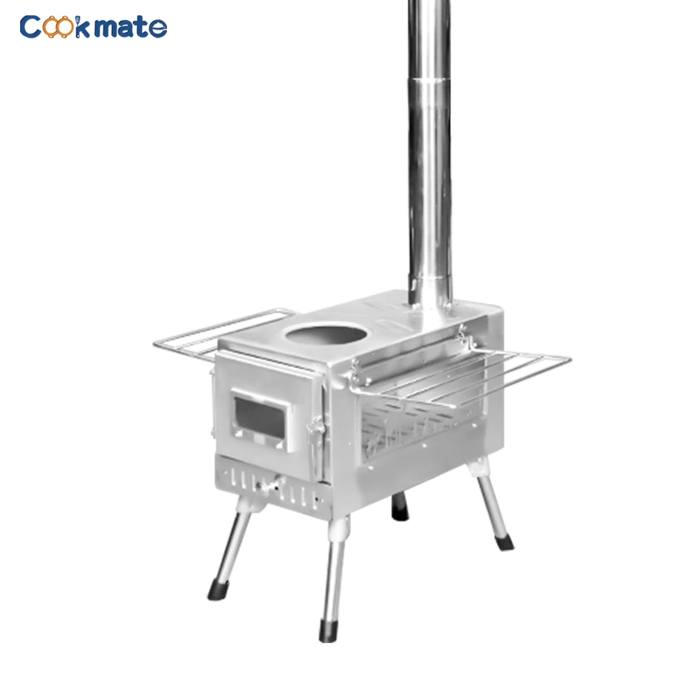 

Туристическая портативная деревянная плита, из нержавеющей стали, для отдыха на открытом воздухе, сохраняет тепло, с дымовой трубкой, аксессуары для кемпинга